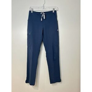 FIGS Technical Collection Women Blue Scrub Pants XS Tie Front Stretch
